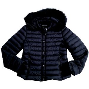 New LE LIS BLANC navy blue hooded puffer ski jacket M